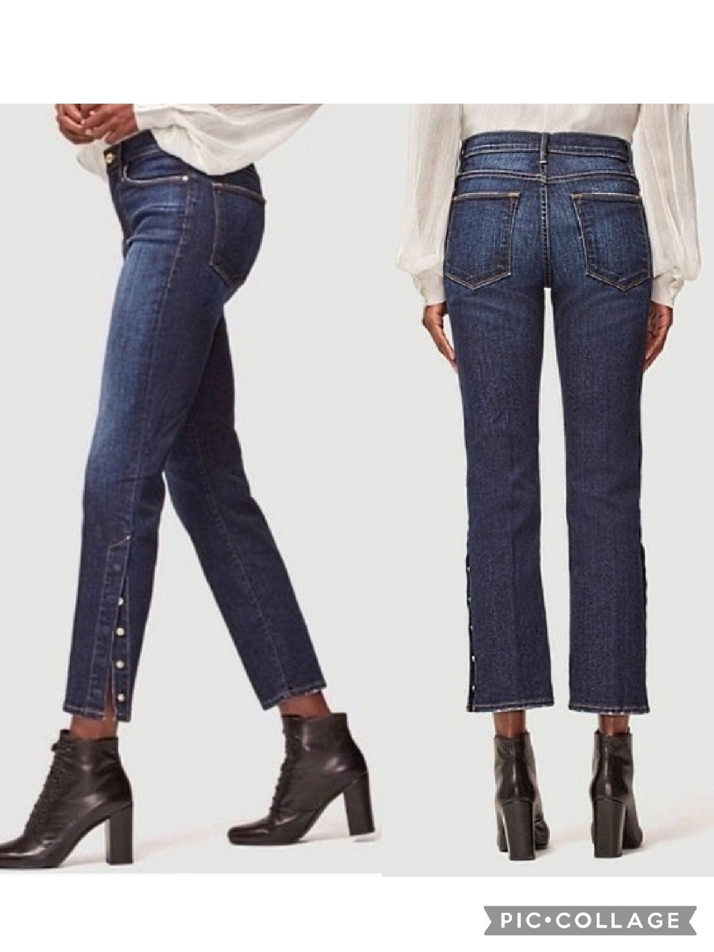 Frame Le High Straight Jeans Snap Away Hem Blue